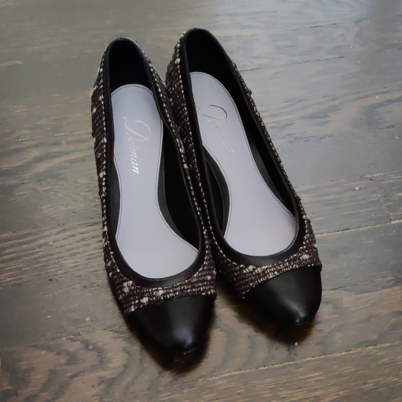 Delman Shoes - Delman leather and tweed wedges